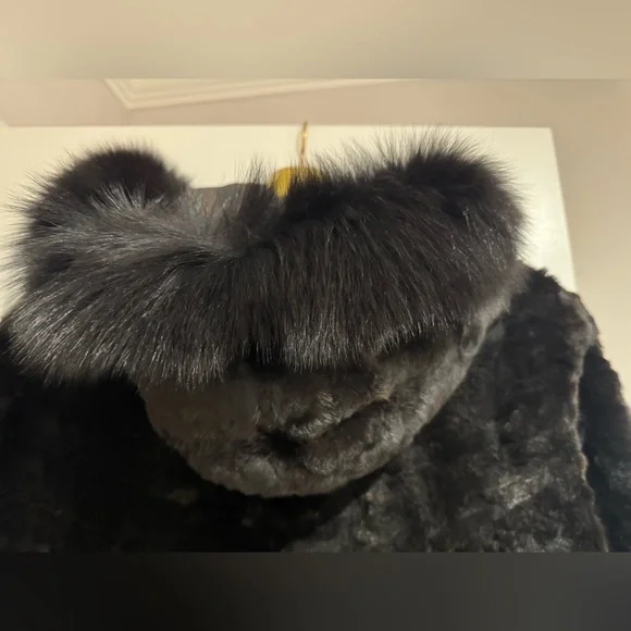 MACY’S FUR VAULT REVERSIBLE REAL MINK FOX COAT FUR SIZE L LARGE HOOD - Picture 6 of 16